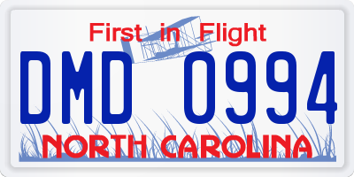 NC license plate DMD0994
