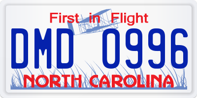 NC license plate DMD0996