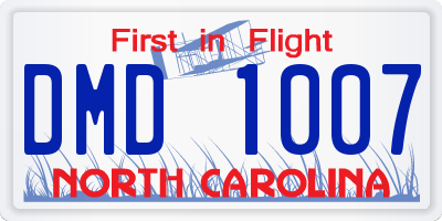 NC license plate DMD1007
