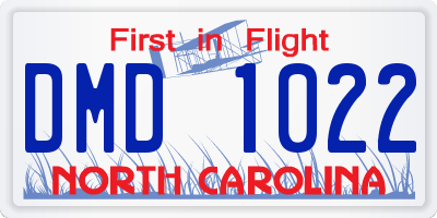 NC license plate DMD1022