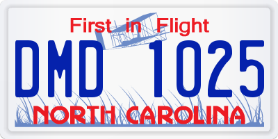NC license plate DMD1025