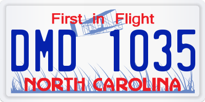 NC license plate DMD1035