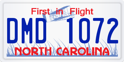 NC license plate DMD1072