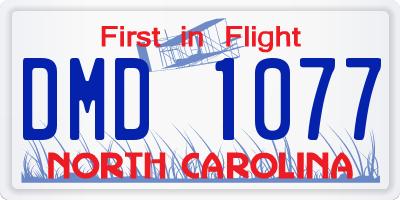 NC license plate DMD1077