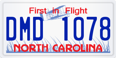 NC license plate DMD1078