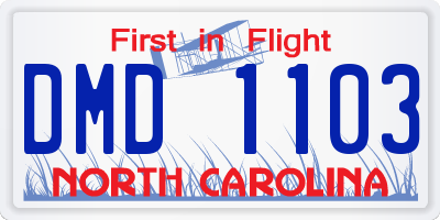 NC license plate DMD1103