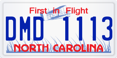 NC license plate DMD1113