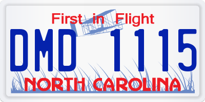 NC license plate DMD1115