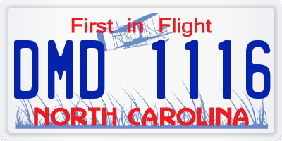 NC license plate DMD1116