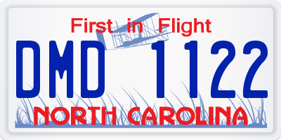 NC license plate DMD1122