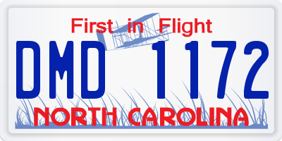 NC license plate DMD1172