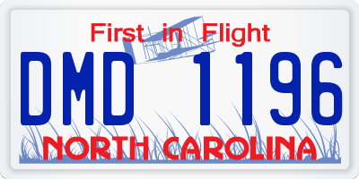 NC license plate DMD1196