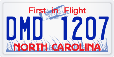 NC license plate DMD1207