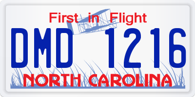NC license plate DMD1216