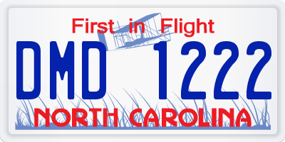 NC license plate DMD1222