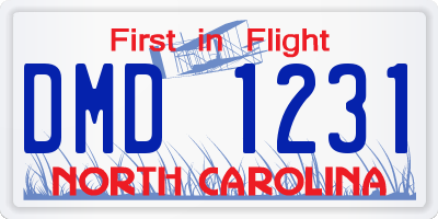 NC license plate DMD1231