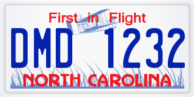 NC license plate DMD1232
