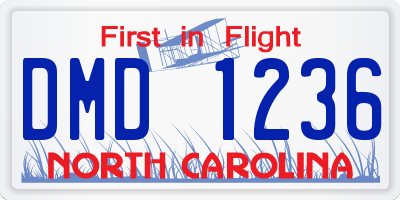 NC license plate DMD1236