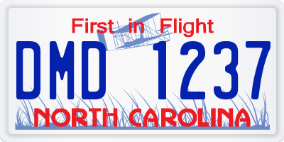 NC license plate DMD1237