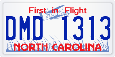 NC license plate DMD1313