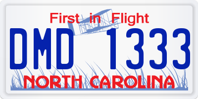 NC license plate DMD1333