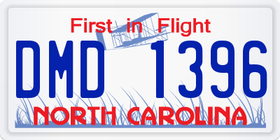 NC license plate DMD1396