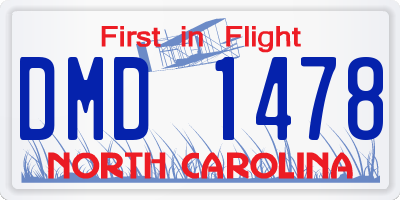 NC license plate DMD1478