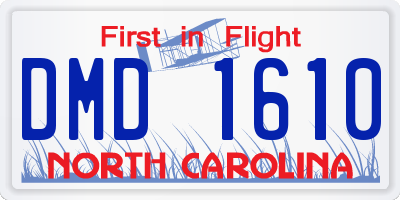 NC license plate DMD1610