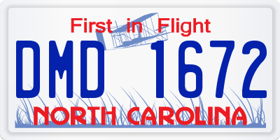 NC license plate DMD1672