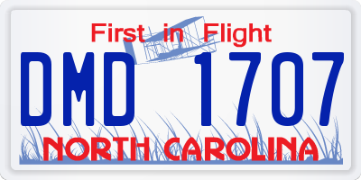 NC license plate DMD1707