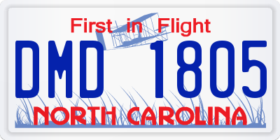 NC license plate DMD1805