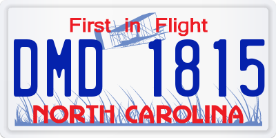 NC license plate DMD1815