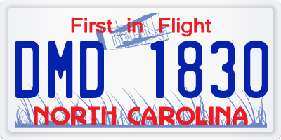 NC license plate DMD1830