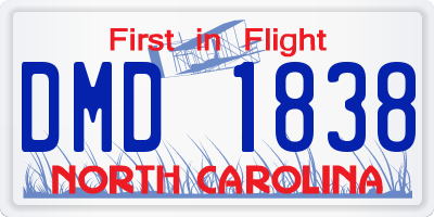 NC license plate DMD1838