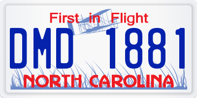 NC license plate DMD1881