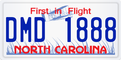 NC license plate DMD1888