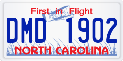 NC license plate DMD1902