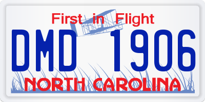 NC license plate DMD1906
