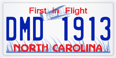 NC license plate DMD1913