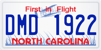 NC license plate DMD1922