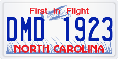 NC license plate DMD1923
