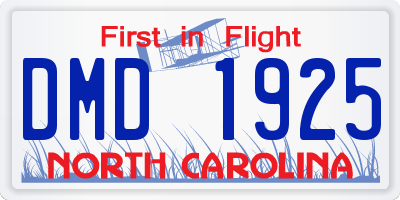 NC license plate DMD1925