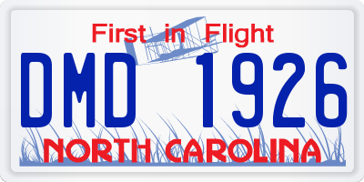 NC license plate DMD1926