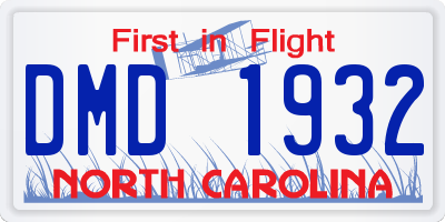 NC license plate DMD1932