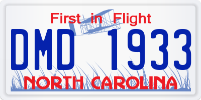 NC license plate DMD1933