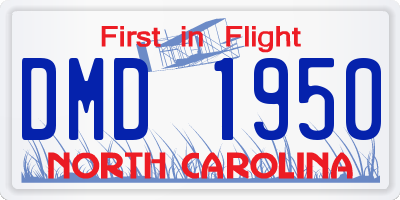 NC license plate DMD1950