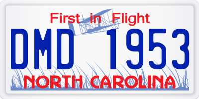 NC license plate DMD1953
