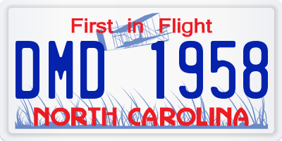 NC license plate DMD1958
