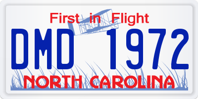 NC license plate DMD1972