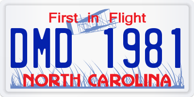 NC license plate DMD1981